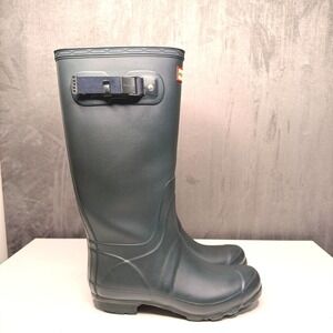 Hunter Boots Original Huntress Field Wide Leg Rain Womens Sz 7 Matte Navy Blue